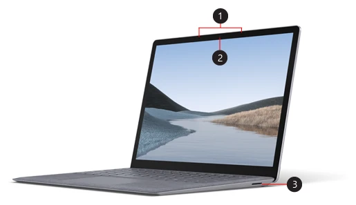 Referenční obrázek výrobce Microsoft Surface Laptop 3 Silver – technický referenční pohled výrobce