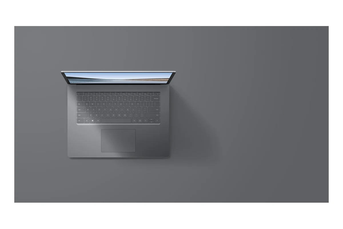 Referenční obrázek výrobce Microsoft Surface Laptop 3 Silver – celkový pohled shora